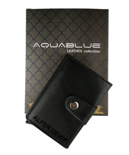 Aquablue Hakiki Kuzu Deri İsme Kişiye Özel RFID Korumalı Otomatik Mekanizmalı Cüzdan - 0